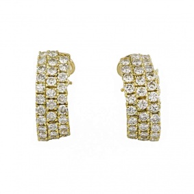 18k Yellow Gold Diamond Hoop Earrings 14.00ct